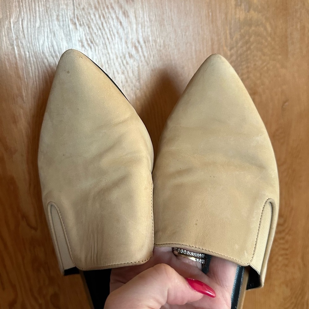 Jenni Kayne Cream Pointed-Toe Suede Backless Mules - Picture 6 of 10